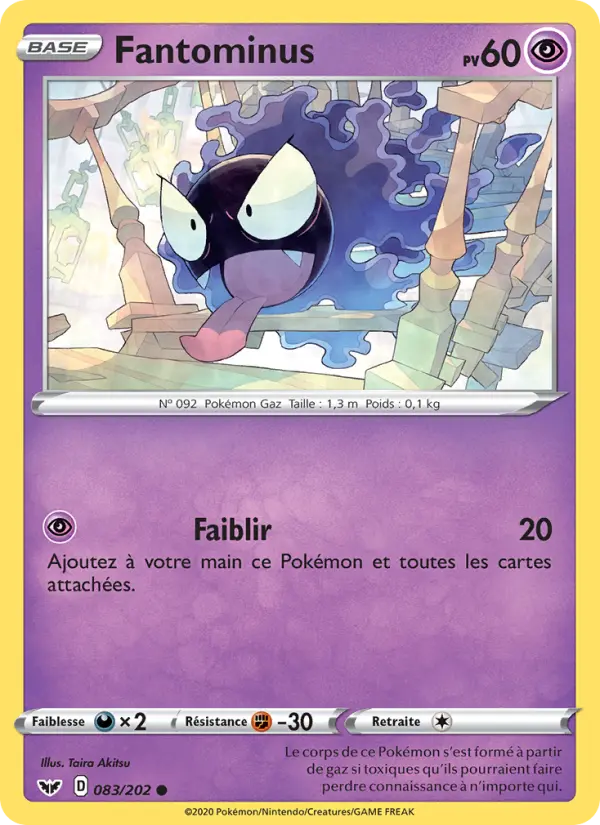 Fantominus — Carte Pokémon 83 Épée et Bouclier