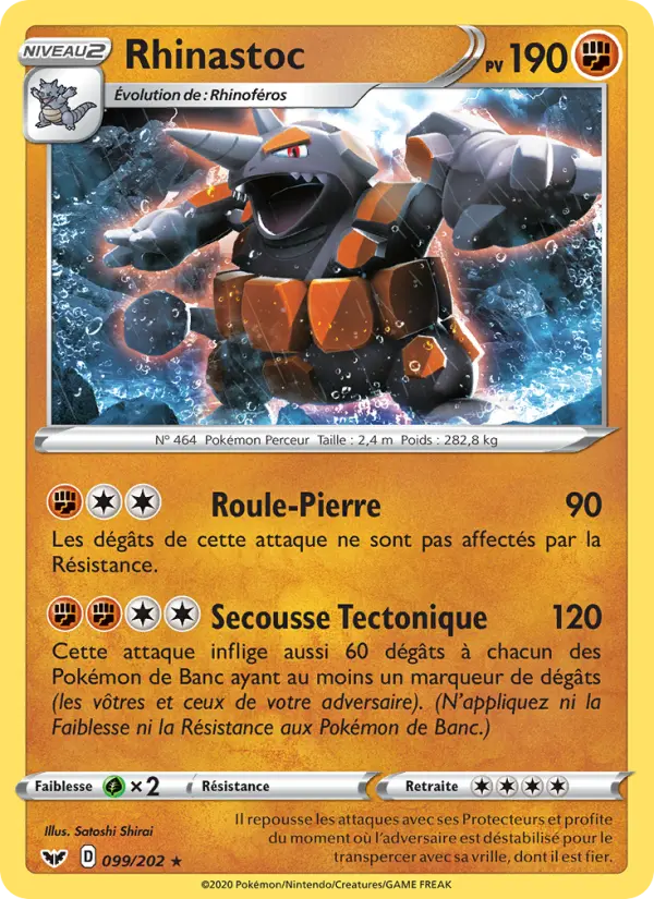 Rhinastoc — Carte Pokémon 99 Épée et Bouclier