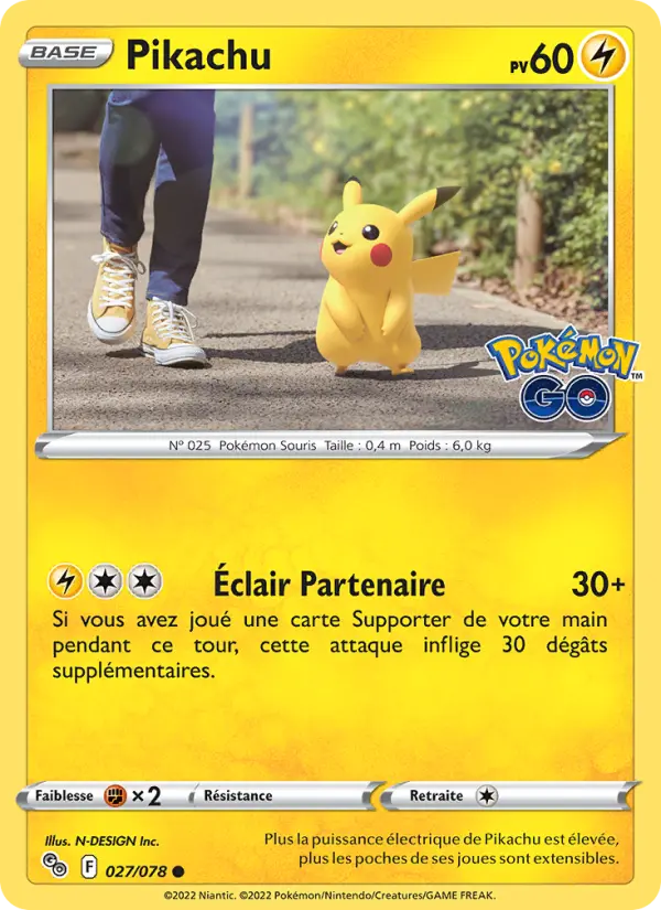 Pikachu — Carte Pokémon 027 Pokémon GO