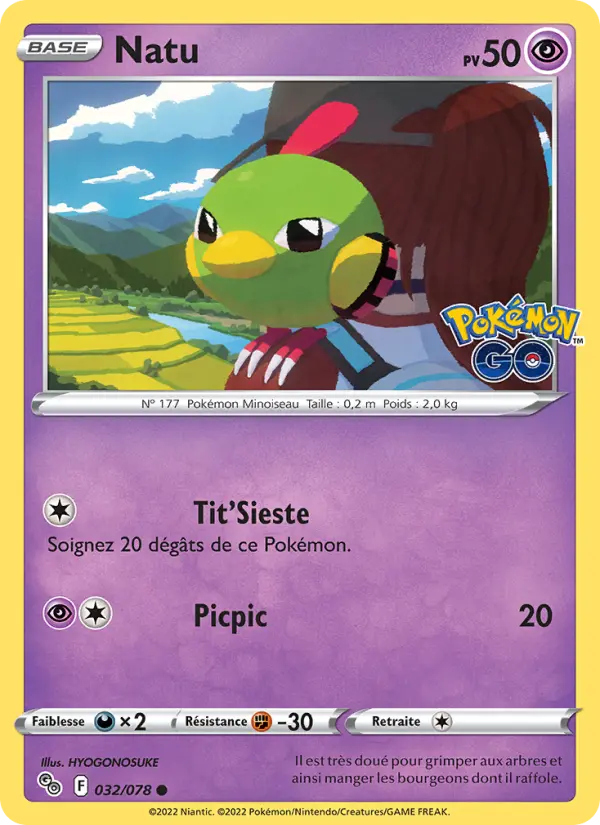 Natu — Carte Pokémon 032 Pokémon GO
