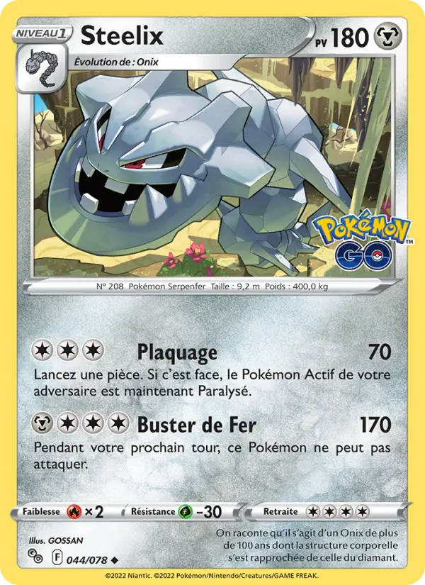Steelix — Carte Pokémon 044 Pokémon GO
