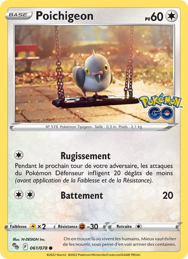 Poichigeon — Carte Pokémon 061 Pokémon GO