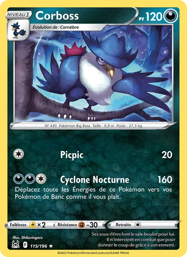 Corboss — Carte Pokémon 115 Origine Perdue