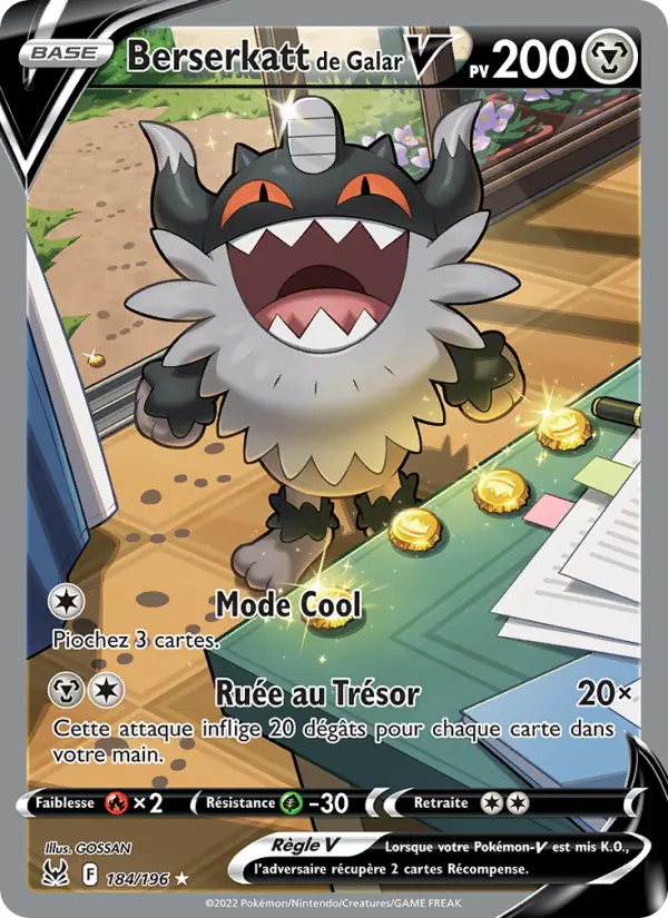 Berserkatt de Galar V — Carte Pokémon 184 Origine Perdue