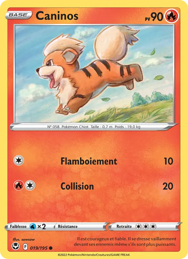 Caninos — Carte Pokémon 019 Tempête Argentée