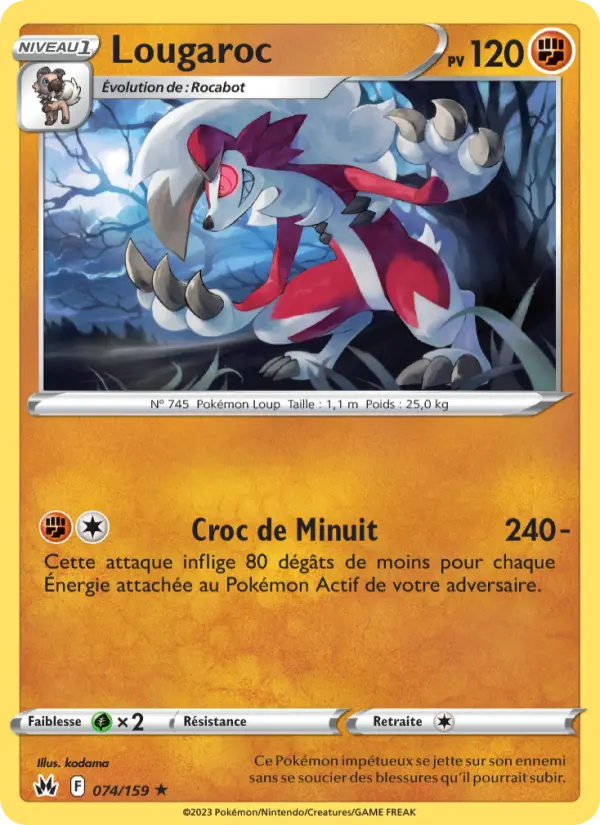 Lougaroc — Carte Pokémon 074 Zénith Suprême