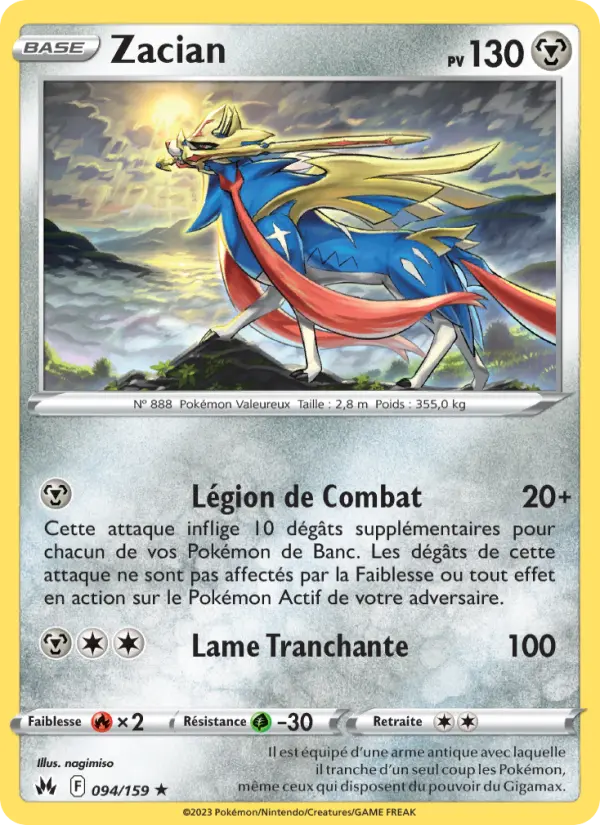 Zacian — Carte Pokémon 094 Zénith Suprême