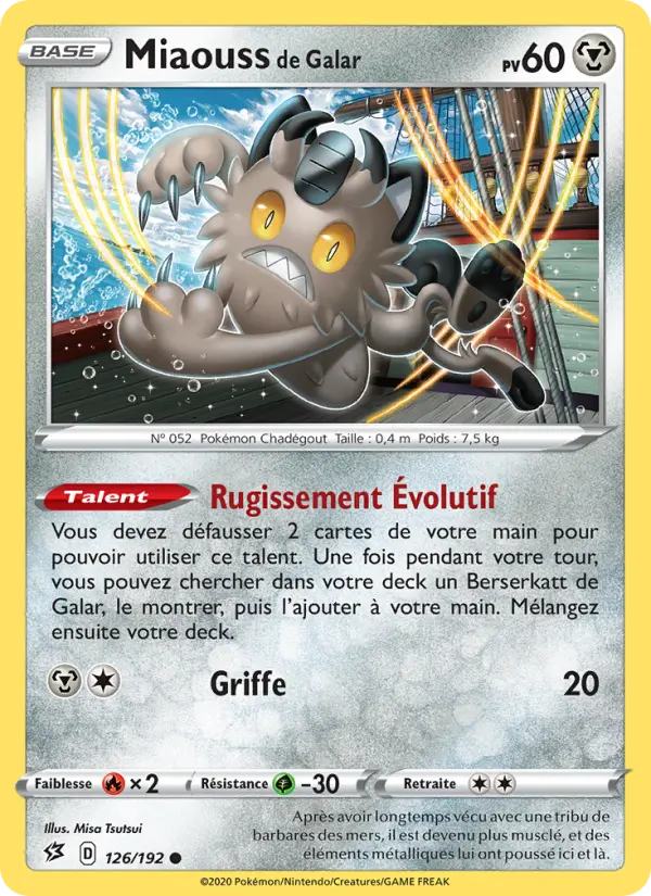 Miaouss de Galar — Carte Pokémon 126 Clash des Rebelles