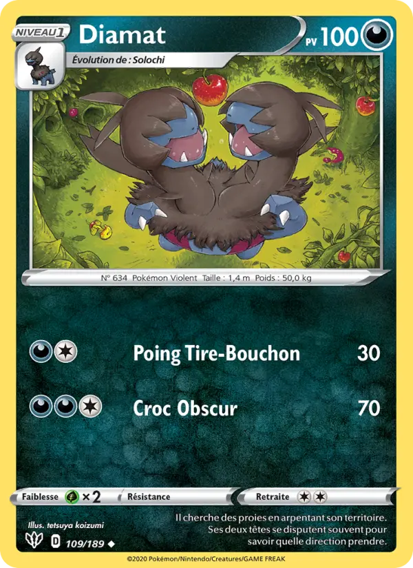 Diamat — Carte Pokémon 109 Ténèbres Embrasées