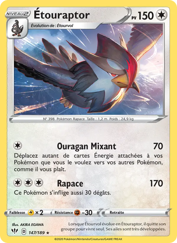 Étouraptor — Carte Pokémon 147 Ténèbres Embrasées