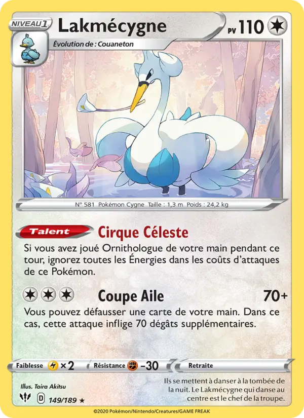 Lakmécygne — Carte Pokémon 149 Ténèbres Embrasées
