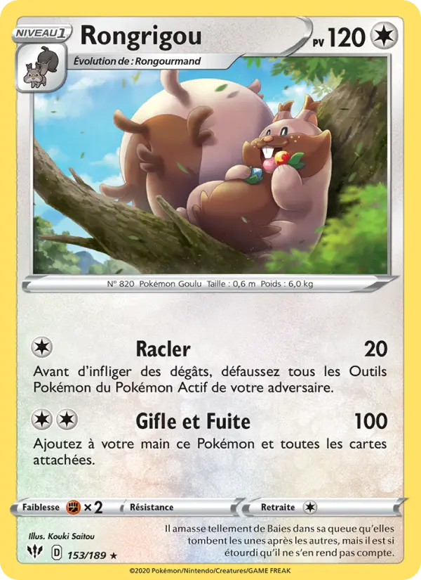 Rongrigou — Carte Pokémon 153 Ténèbres Embrasées