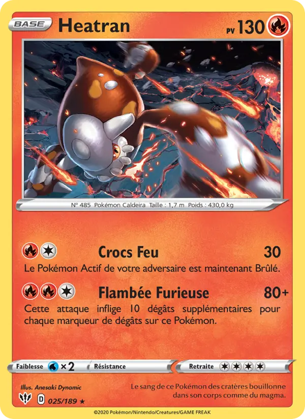 Heatran — Carte Pokémon 25 Ténèbres Embrasées