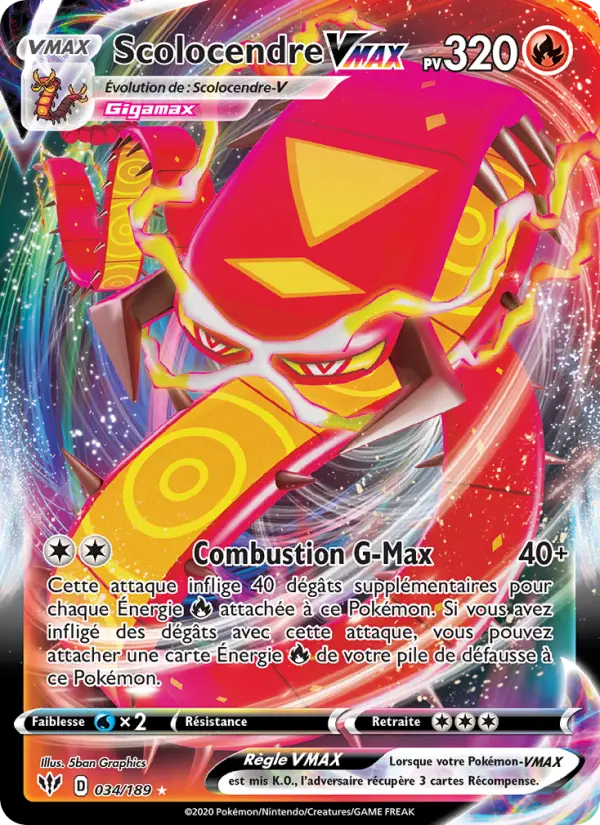 Scolocendre VMAX — Carte Pokémon 34 Ténèbres Embrasées