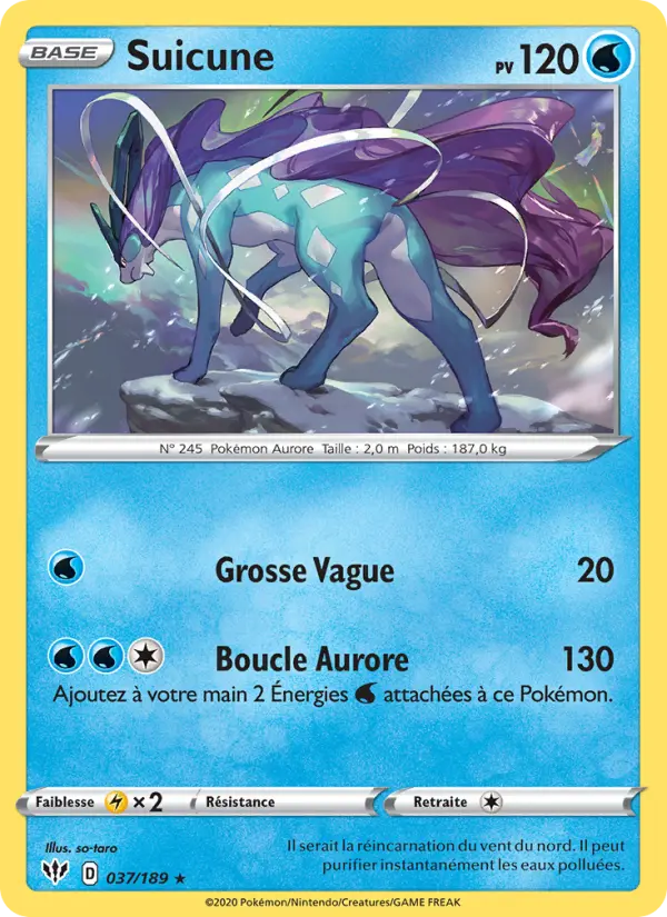 Suicune — Carte Pokémon 37 Ténèbres Embrasées