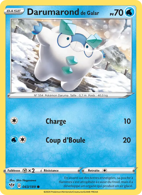 Darumarond de Galar — Carte Pokémon 43 Ténèbres Embrasées