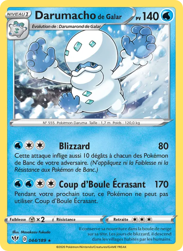 Darumacho de Galar — Carte Pokémon 44 Ténèbres Embrasées