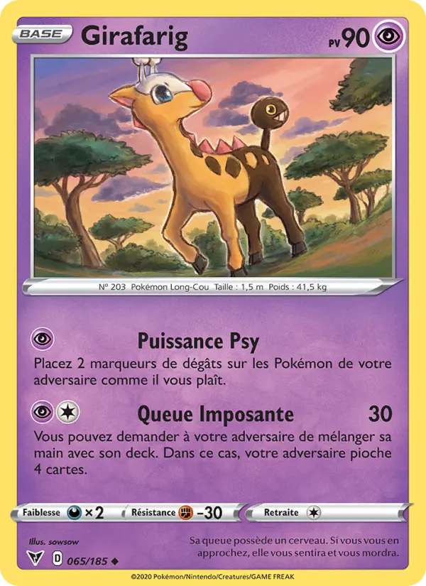 Girafarig — Carte Pokémon 65 Voltage Éclatant