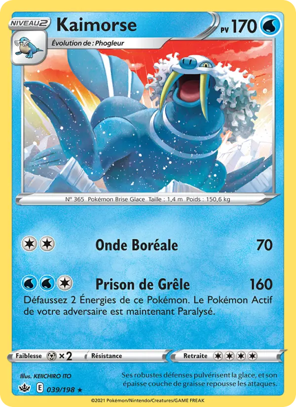Kaimorse — Carte Pokémon 39 Règne de Glace