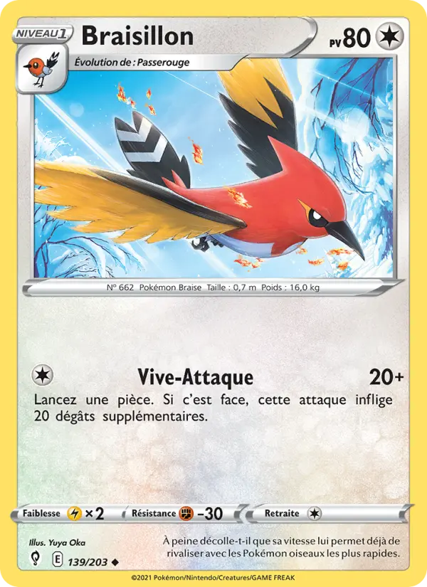 Braisillon — Carte Pokémon 139 Évolution Céleste
