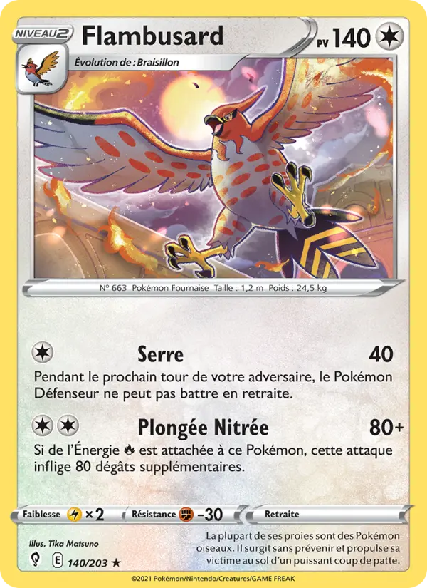 Flambusard — Carte Pokémon 140 Évolution Céleste
