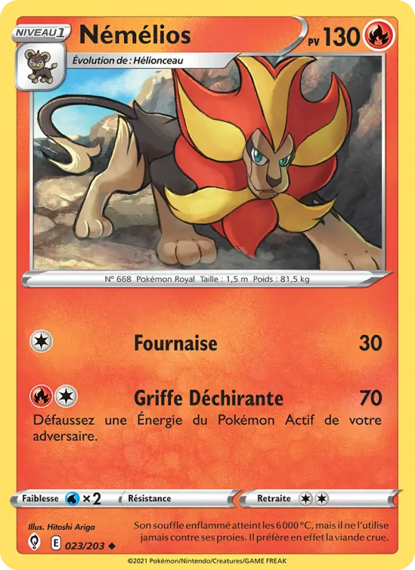 Némélios — Carte Pokémon 23 Évolution Céleste