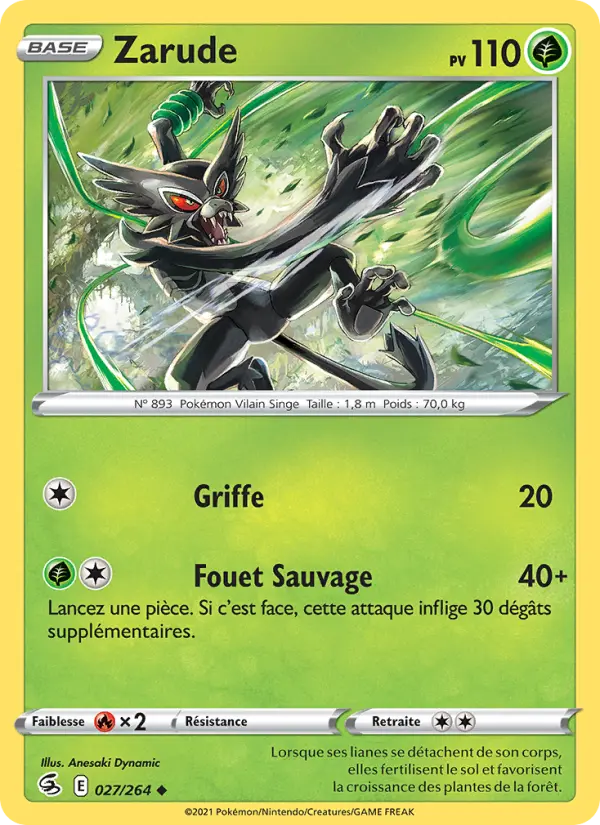 Zarude — Carte Pokémon 27 Poing de Fusion