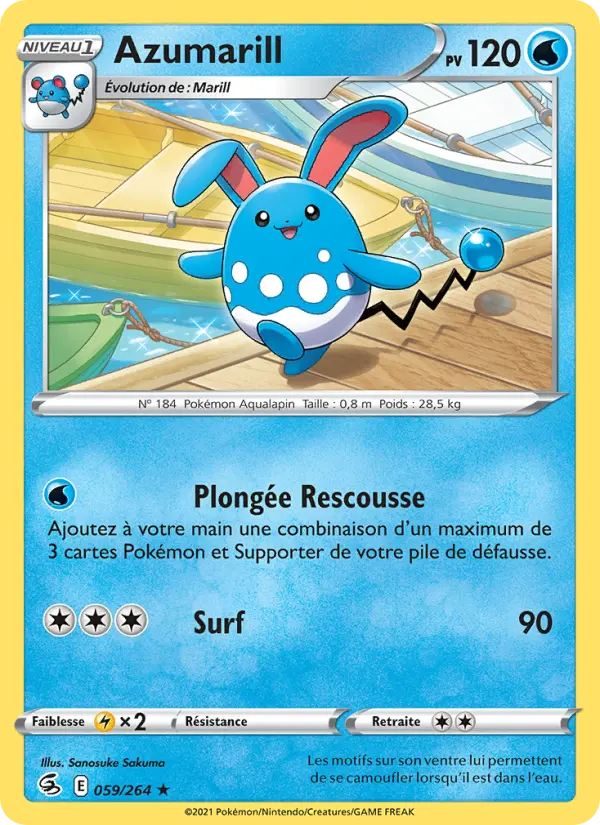 Azumarill — Carte Pokémon 59 Poing de Fusion