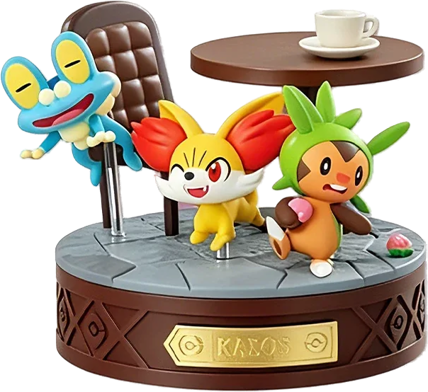 Diorama Re-Ment Kalos avec Grenousse, Feunnec et Marisson