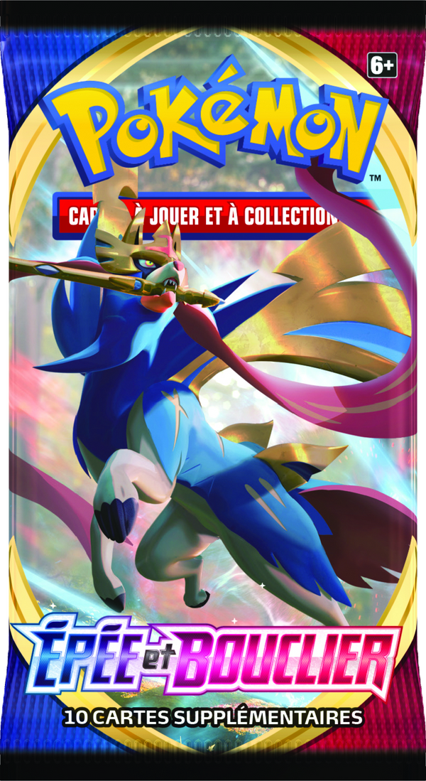 Booster Pokémon Épée et Bouclier illustration Zacian, scellé français